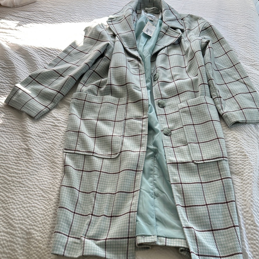 a new day Blue Plaid Women's Coat